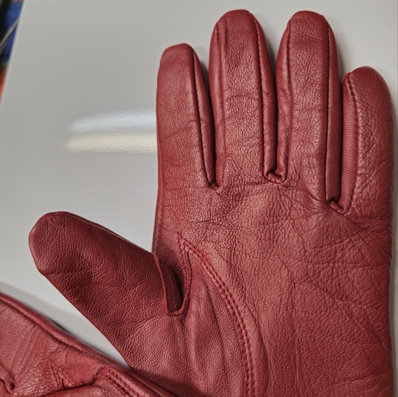 Etienne Red Professional Leather Shell Cashmere Lining Medium Size Vintage - Picture 5 of 10